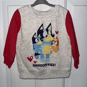 Smoochy Kiss Kids Bluey Sweatshirt - Gray and Red